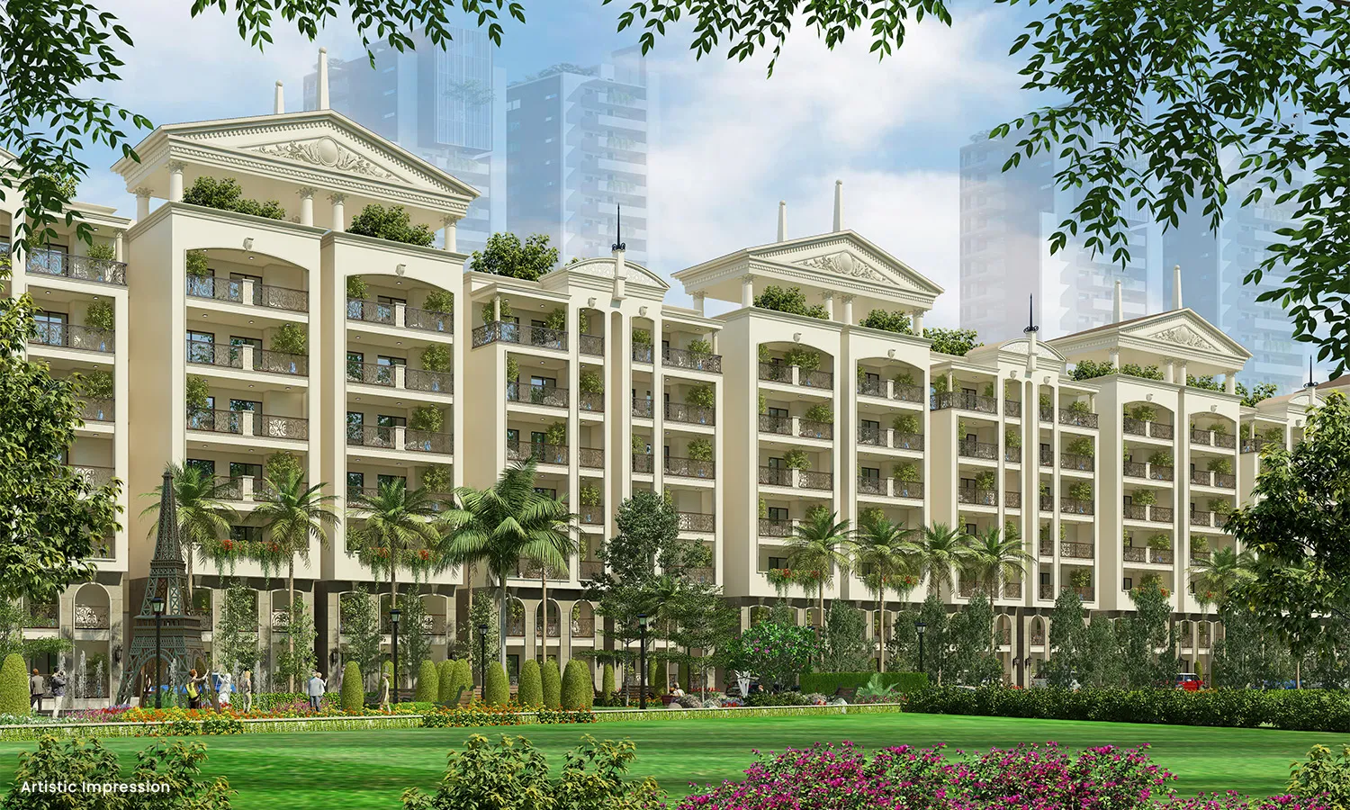 3 BHK deluxe floor plan with extended balcony at Atco La Vivant